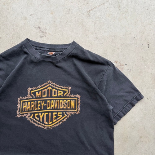 00s Faded Harley Davidson Barbwire Logo Tee (LARGE)