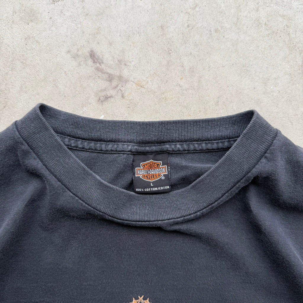 00s Faded Harley Davidson Barbwire Logo Tee (LARGE)