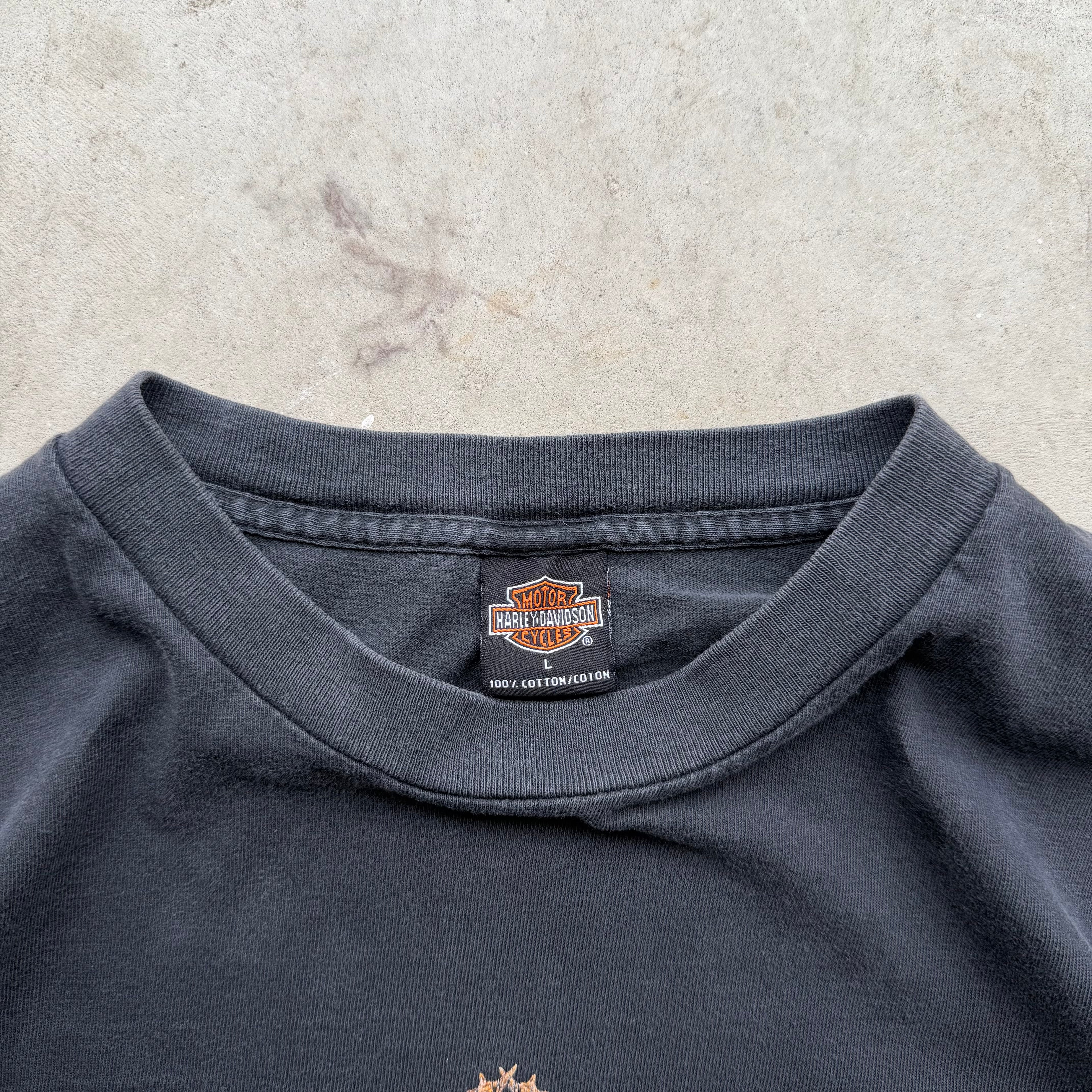 00s Faded Harley Davidson Barbwire Logo Tee (LARGE)