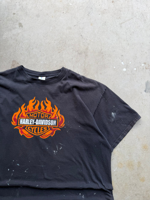 00s Harley Davidson Fire Ball Paint Splatter Tee (XLARGE)
