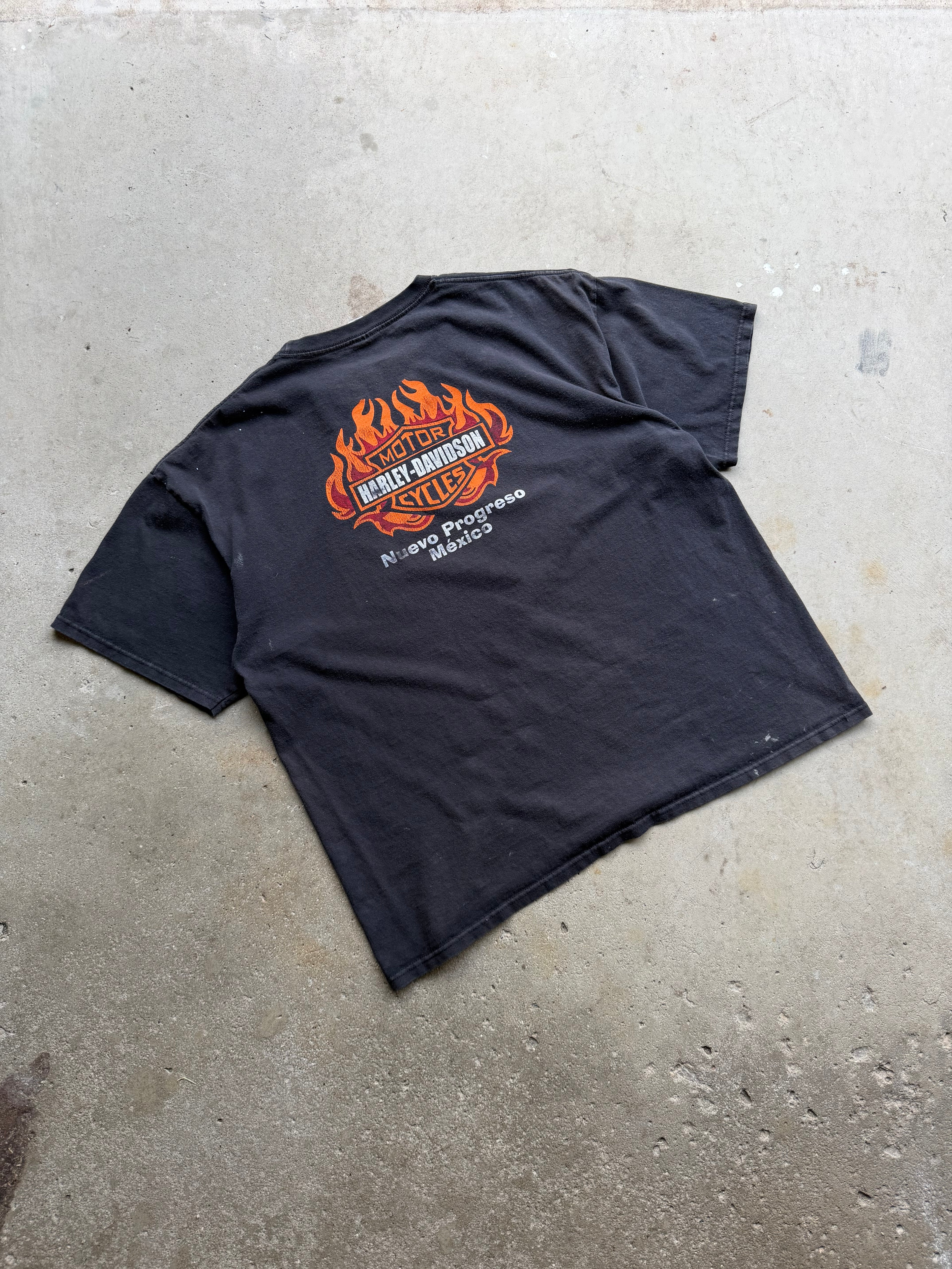 00s Harley Davidson Fire Ball Paint Splatter Tee (XLARGE)