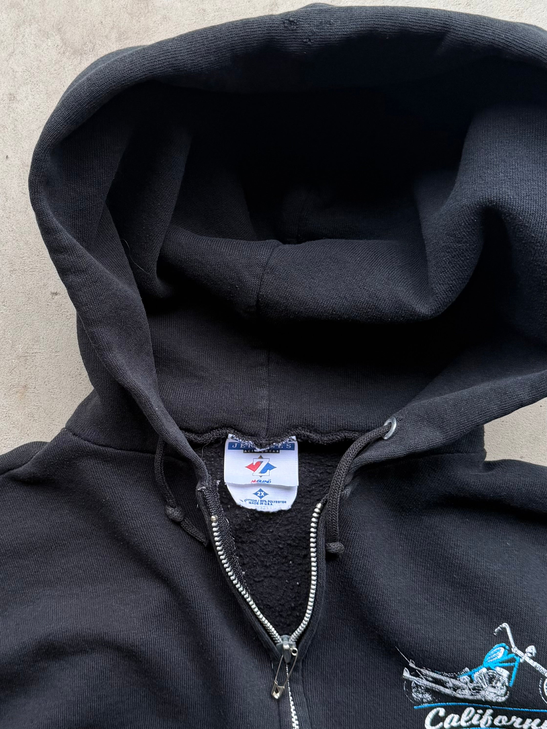 90s California Choppers Blue Flame Hoodie (LARGE)