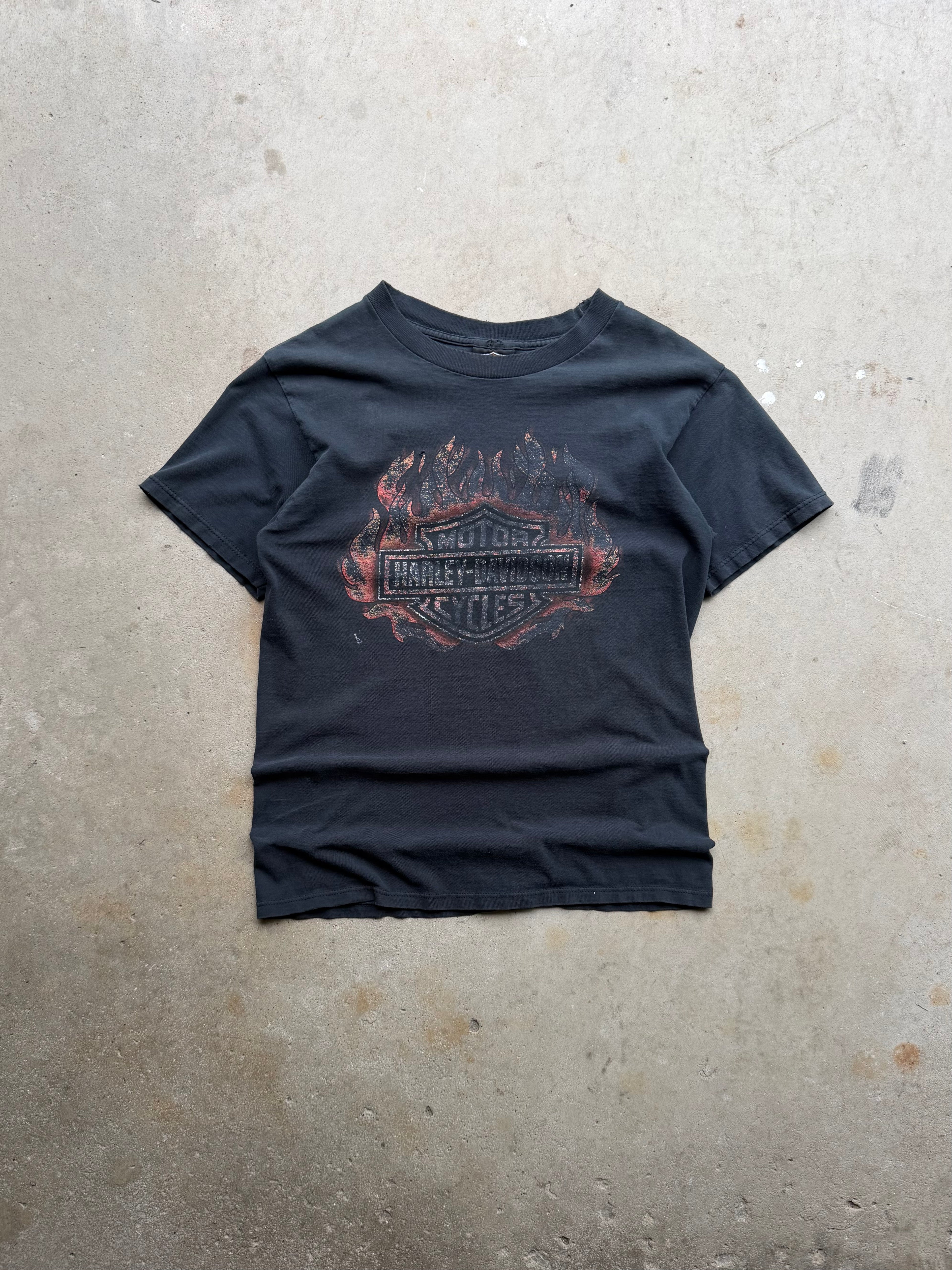 90s Faded Harley Davidson Flame Ball Tee (MEDIUM)
