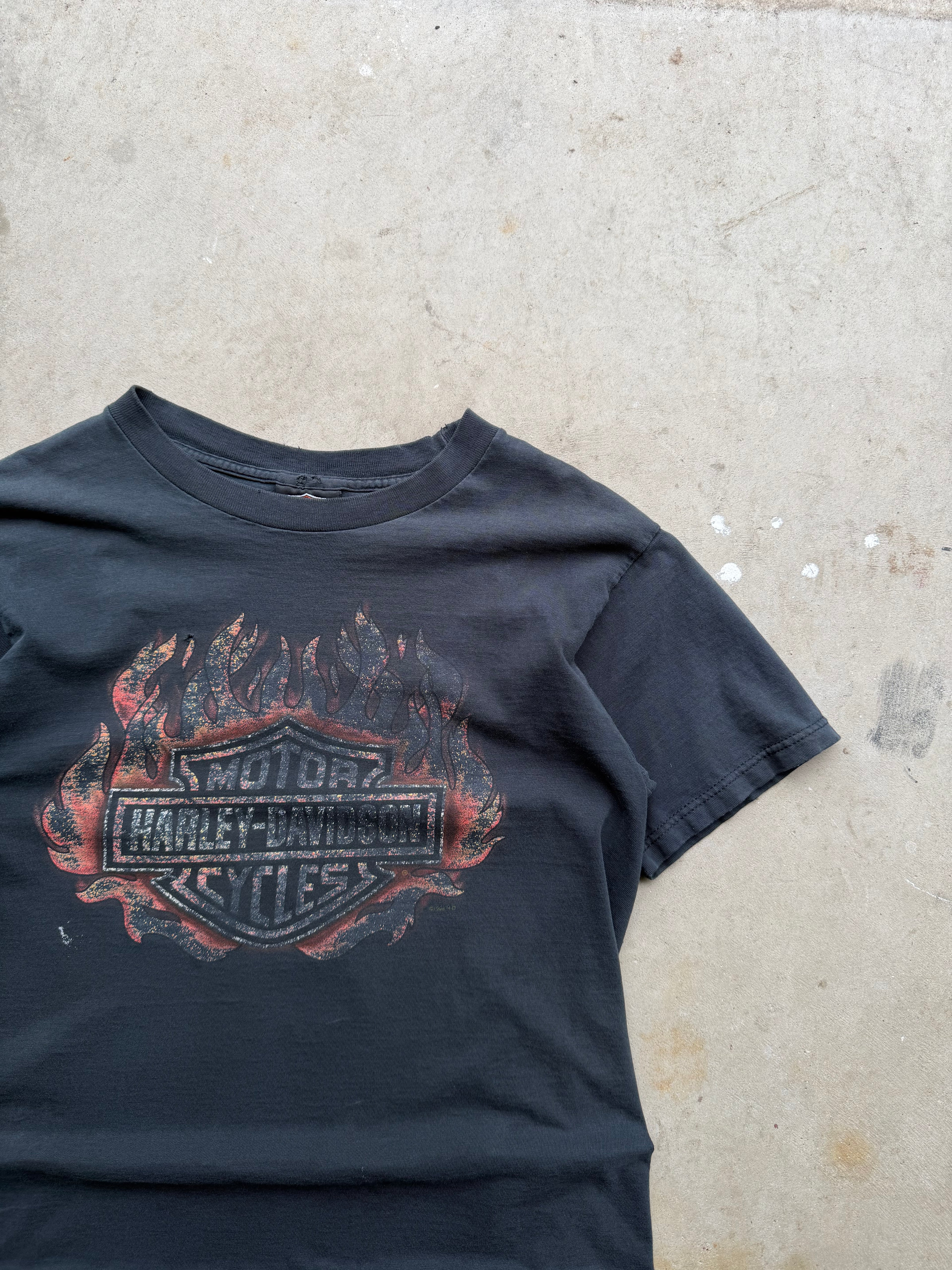 90s Faded Harley Davidson Flame Ball Tee (MEDIUM)