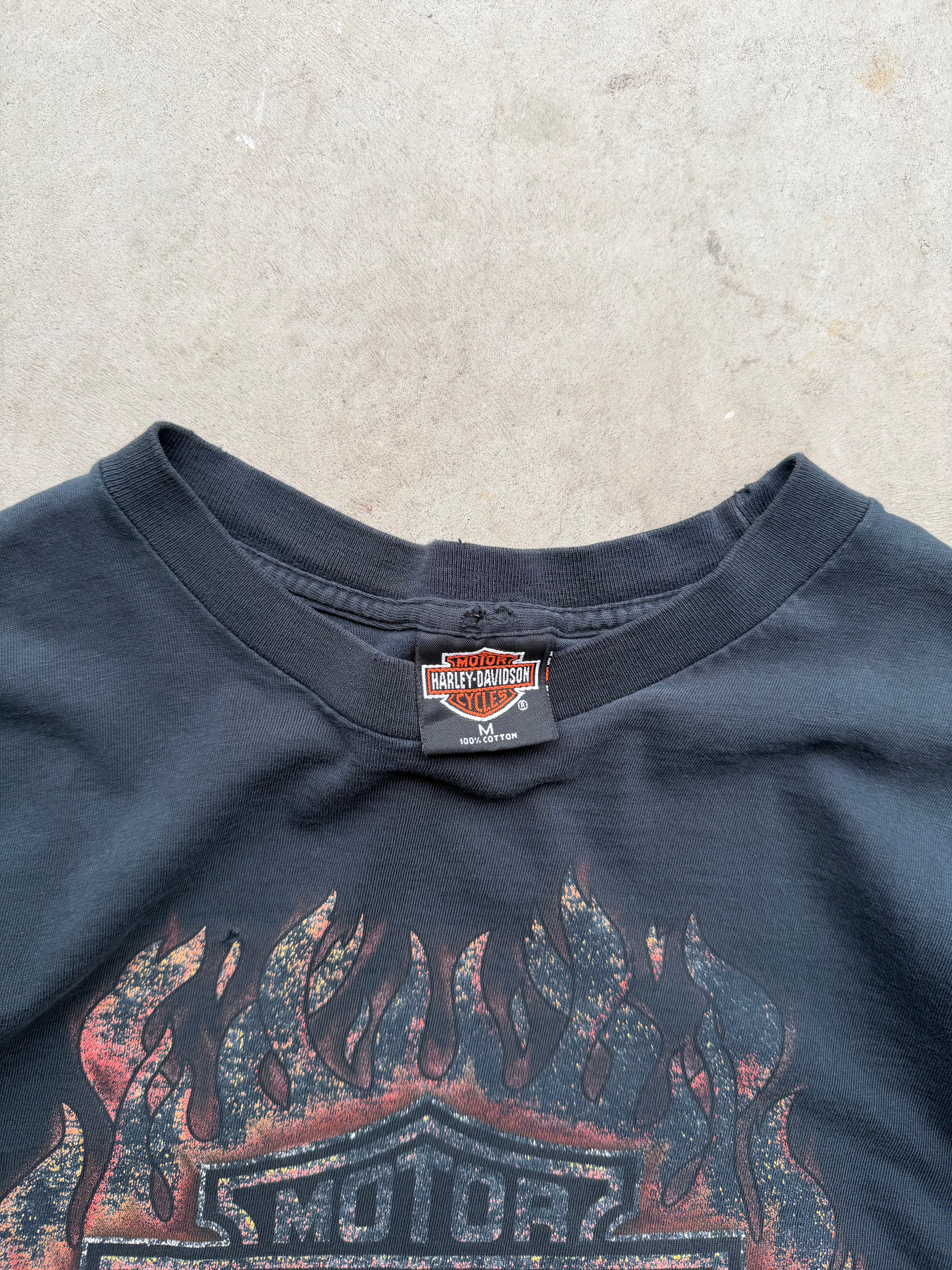90s Faded Harley Davidson Flame Ball Tee (MEDIUM)