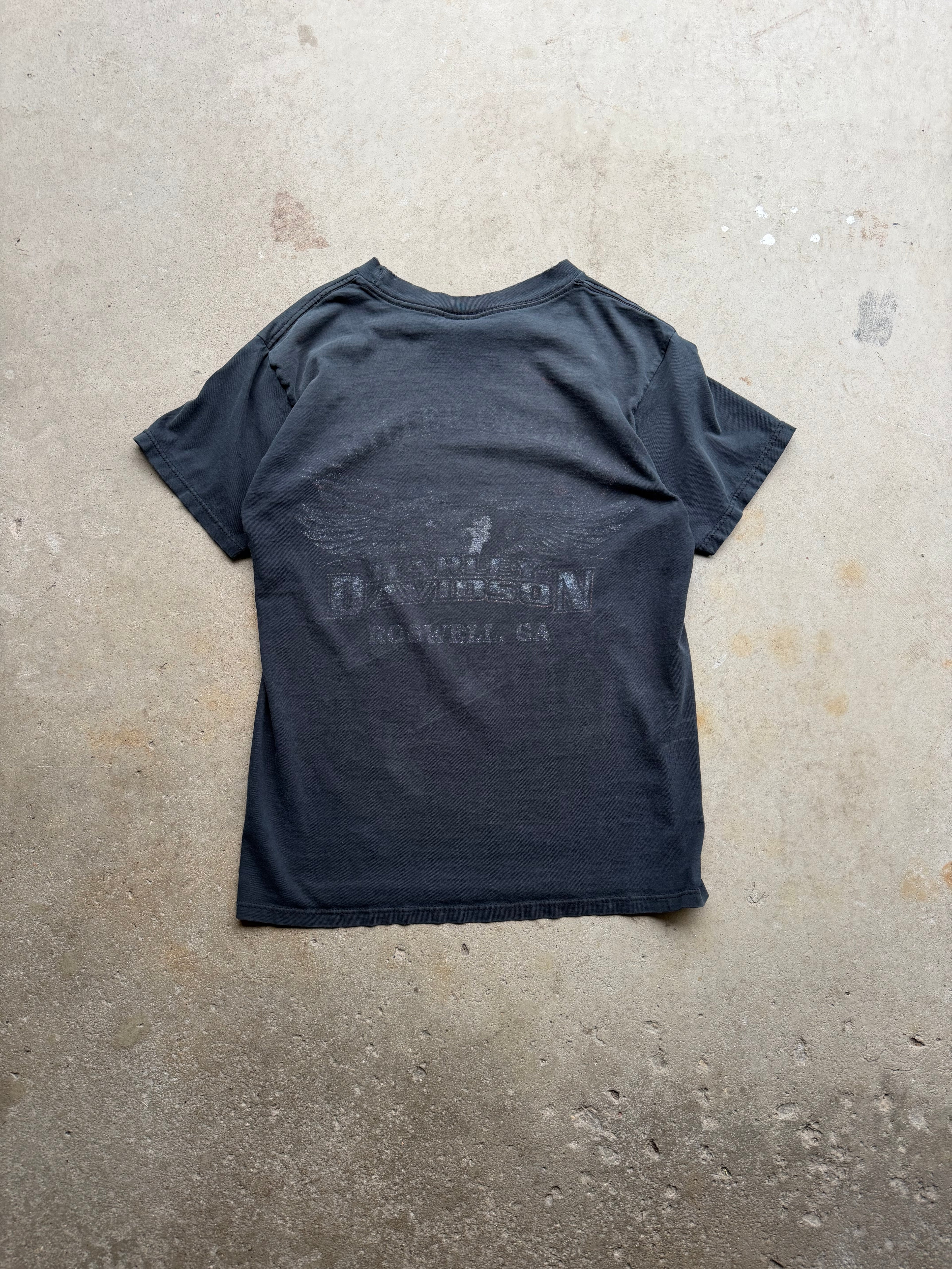 90s Faded Harley Davidson Flame Ball Tee (MEDIUM)