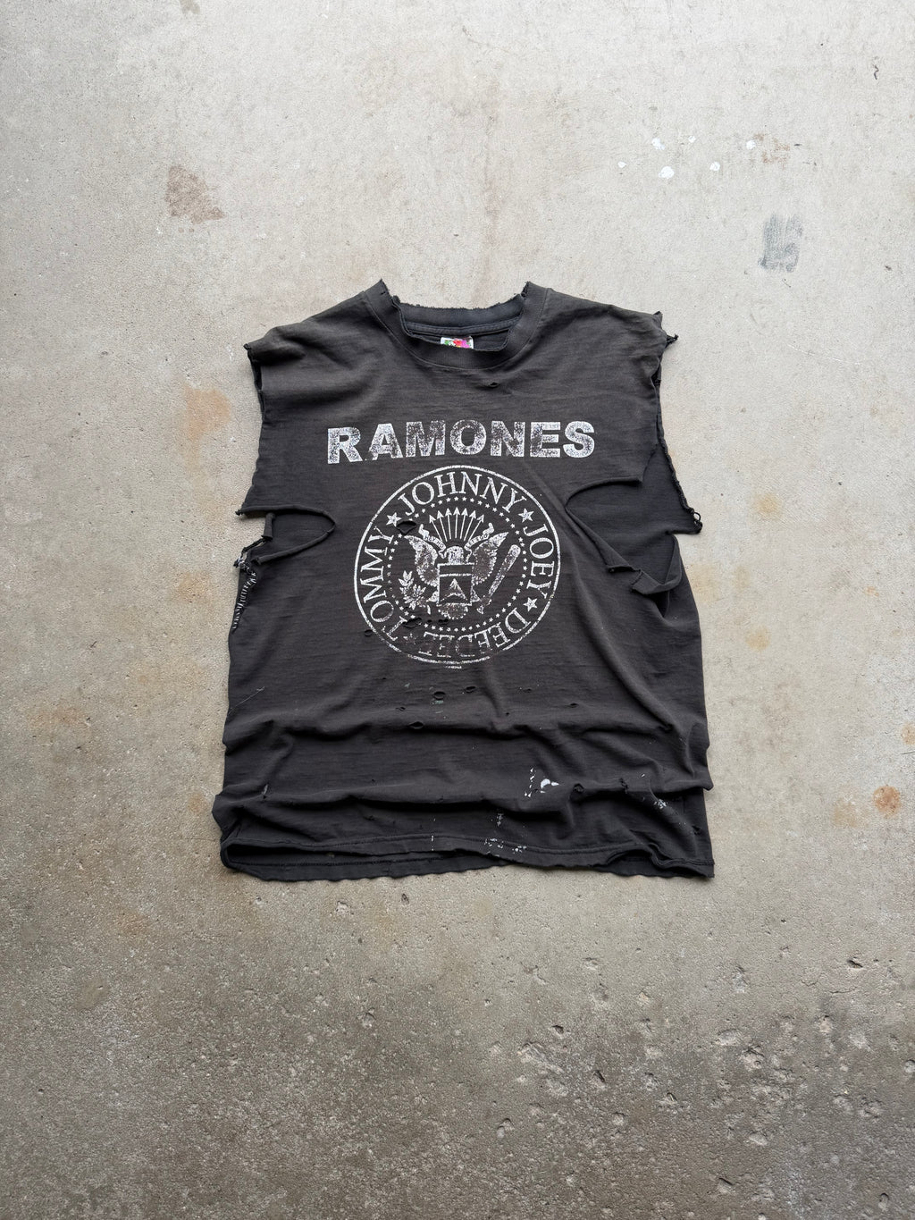 90s Thrashed Ramones Chopped Band Tee (MEDIUM)