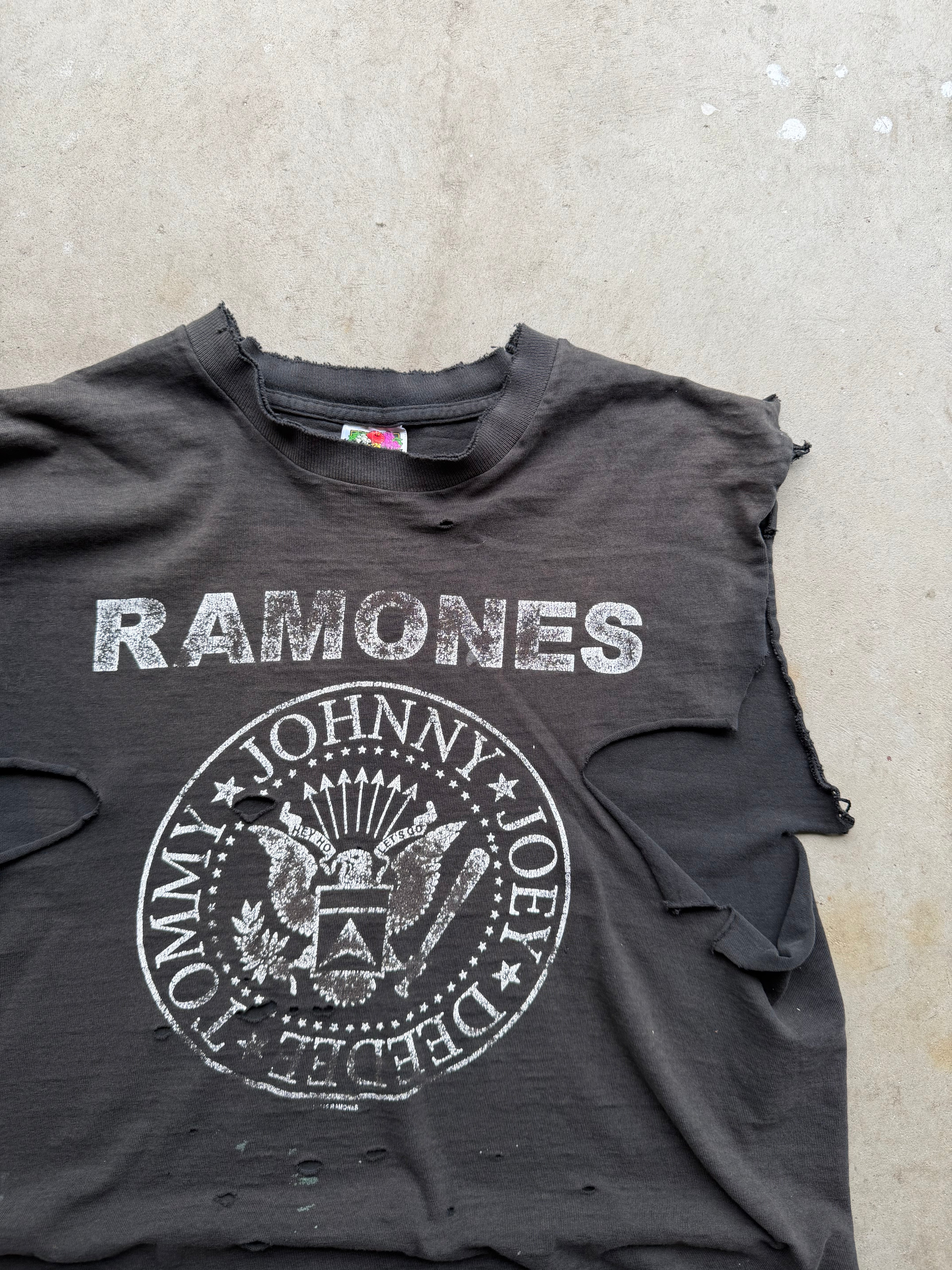 90s Thrashed Ramones Chopped Band Tee (MEDIUM)