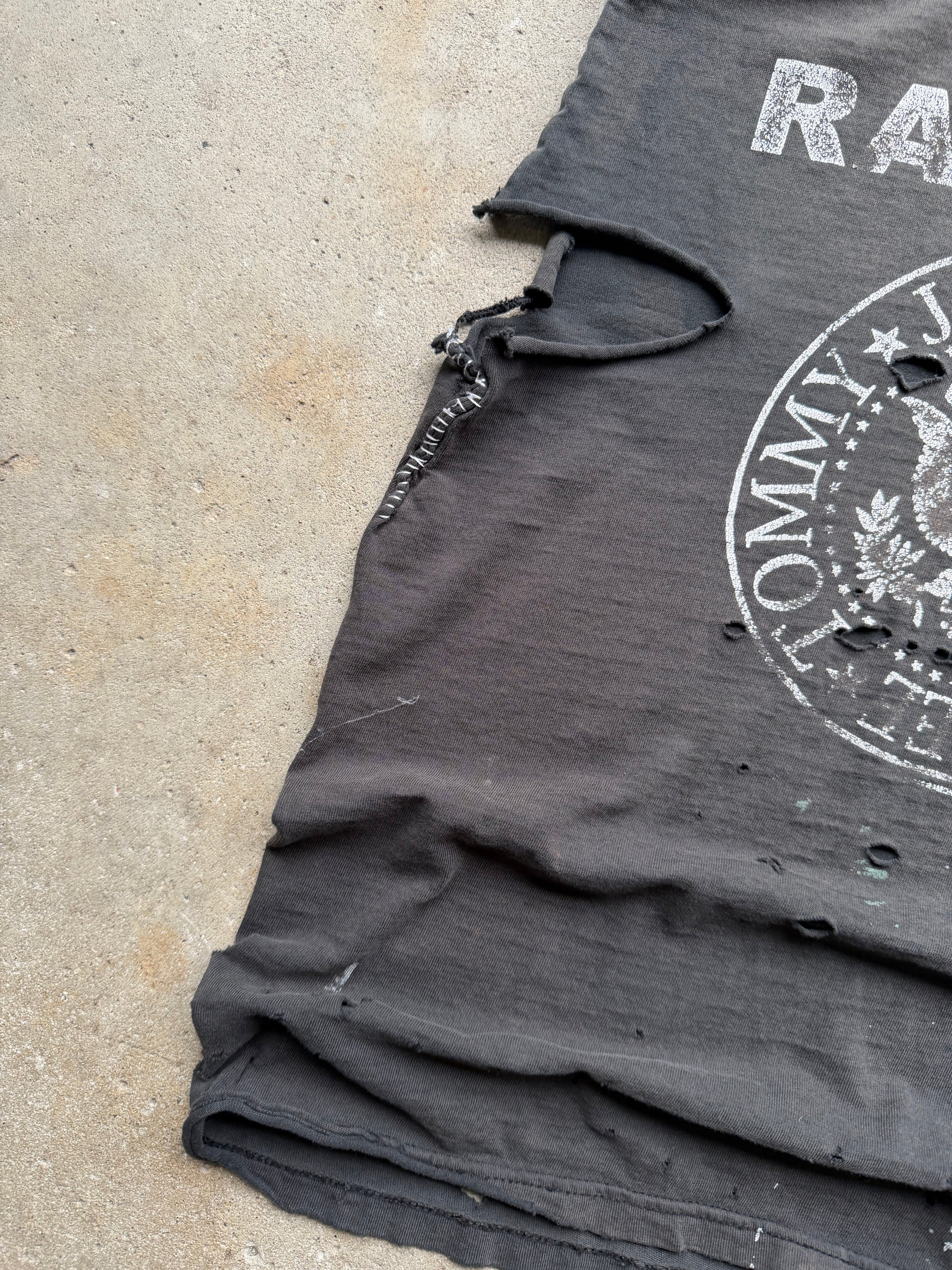 90s Thrashed Ramones Chopped Band Tee (MEDIUM)